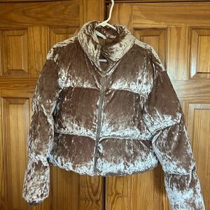 Fabletics Velvet Cropped Puffer Jacket
